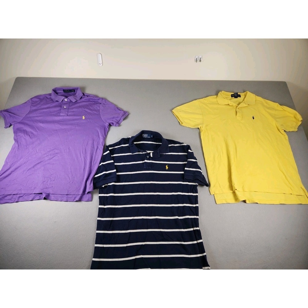 Lot of 3 Polo Ralph Lauren Short Sleeve Polo Shirts Men's Size L